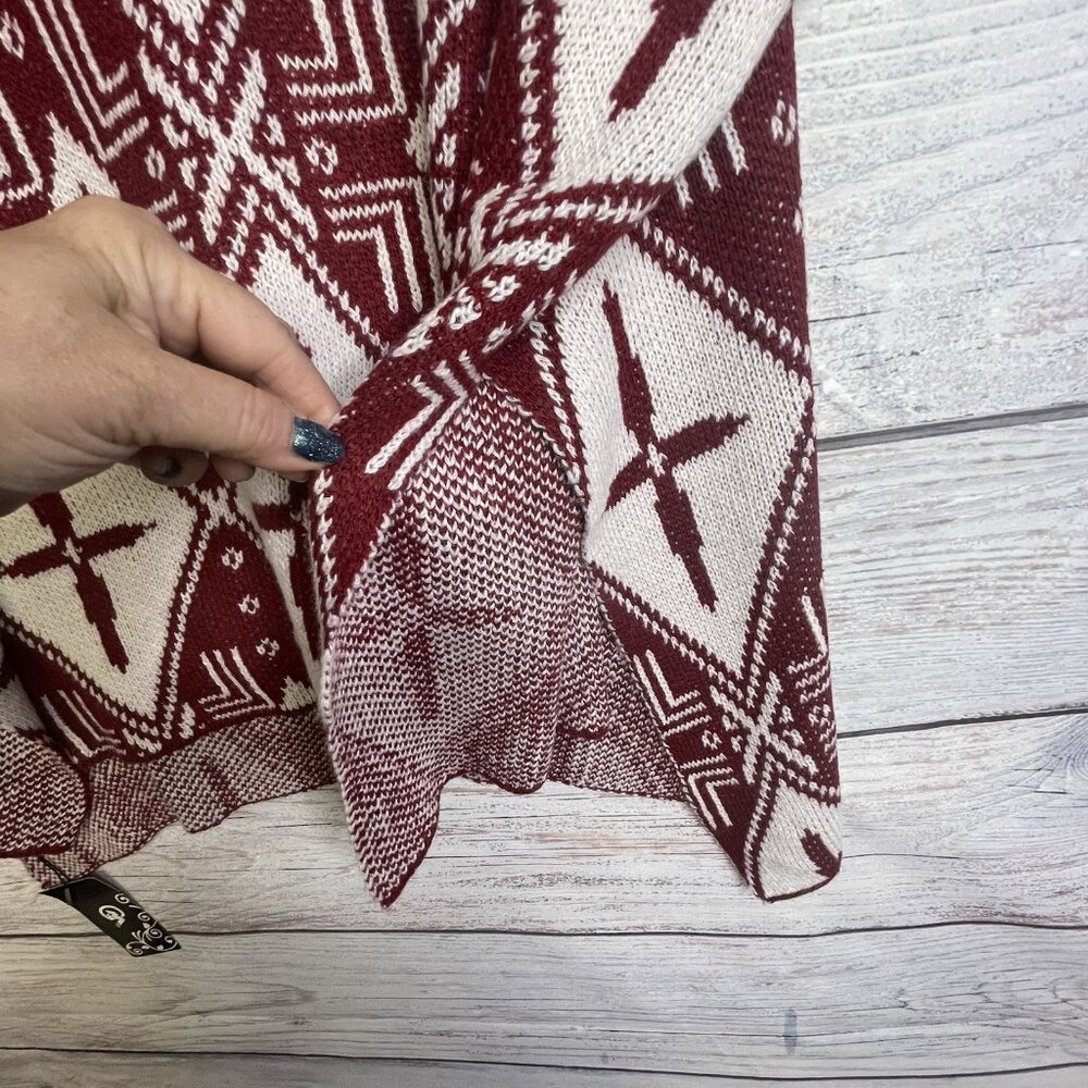 GM Aztec Print Poncho Sweater One Size Cowl Turtleneck Tribal Southwestern Boho - Picture 6 of 12